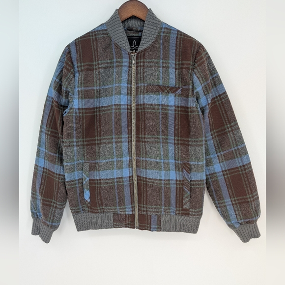Prana Women's Plaid Goose Down Insulated Showdown Bomber Jacket Sz.S Outdoor - Picture 2 of 13